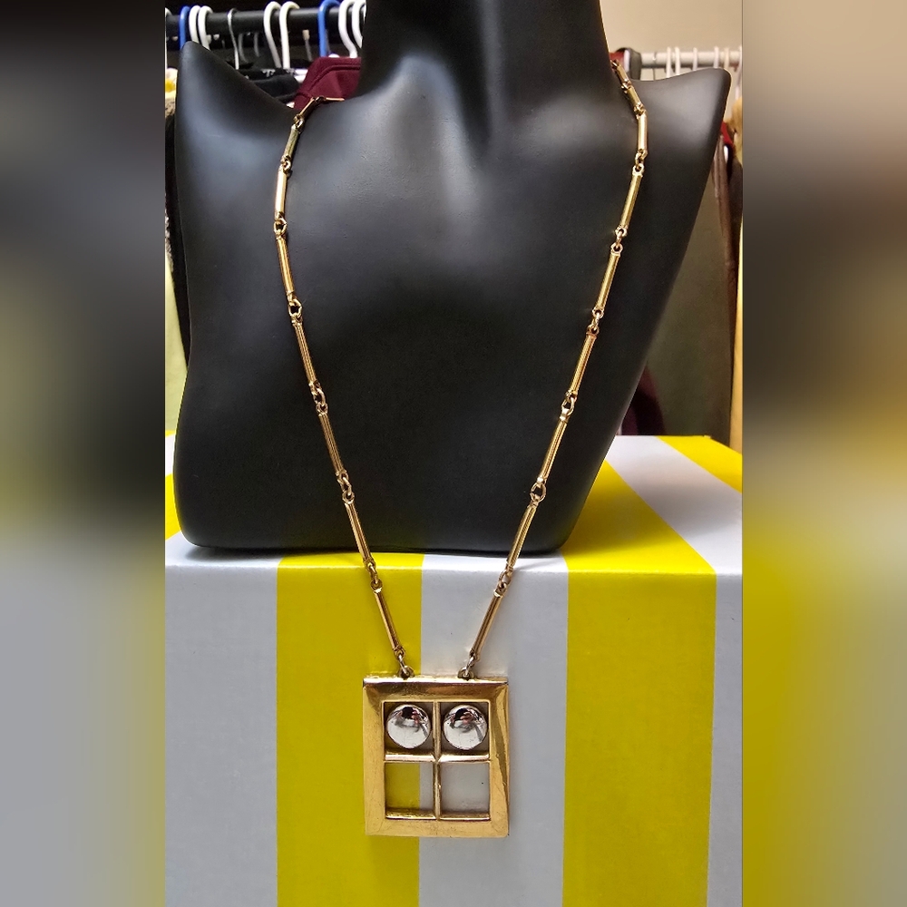 Artistry Statement Gold Tone Necklace with Geometric Pendant